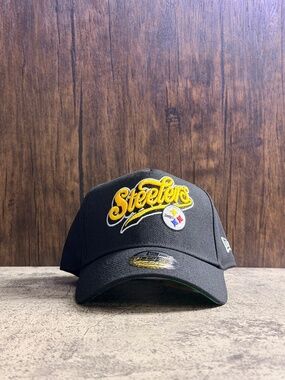 New Era 9FORTY Born x Raised Pittsburgh Steelers Script Black Snapback Hat OSFA